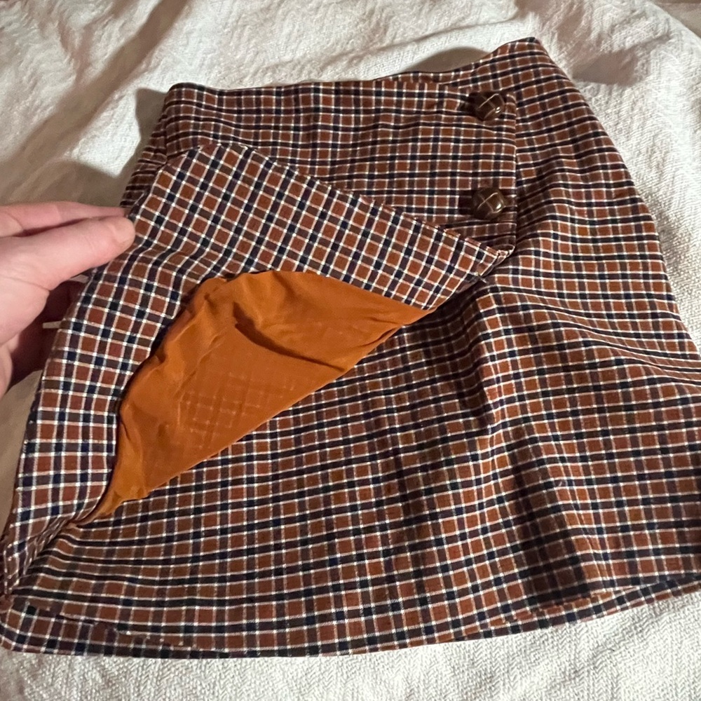 Urban Outfitters Brown Cream Mini Wrap Skirt Casual